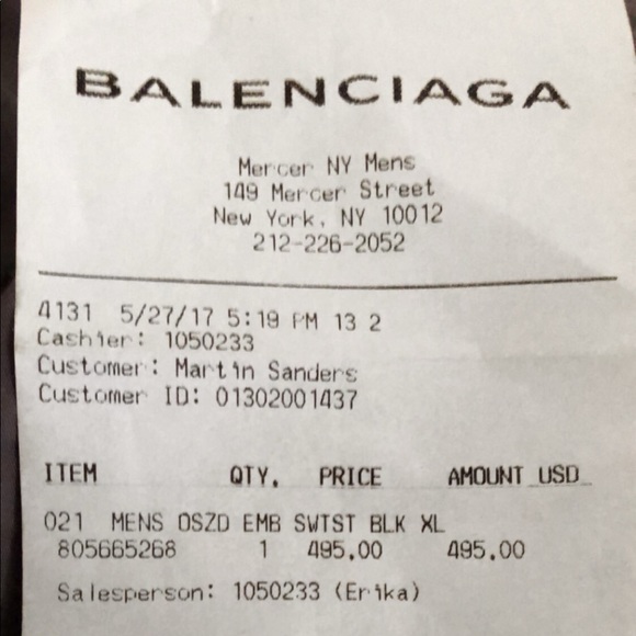 balenciaga receipt shirt